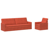 Sofa Set 2 pcs Red Orange Corduroy Fabric 3433265