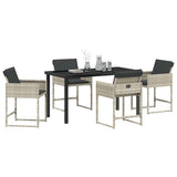 Garden Dining Set with Cushion 5 pcs Light Grey Poly Rattan 3380025