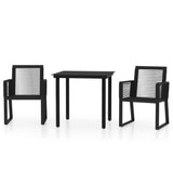 Dining Set Black Powder-Coated Steel, Glass, PVC Rattan Medium 3099149