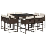 9 Piece Garden Dining Set with Cushions Brown Poly Rattan 3211377