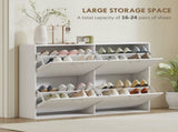 Wooden Modern Design 4 Drawer Shoes Cabinet Pull Down Shelf Storage Organiser - White T3398P378004
