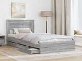 Bed Frame with Drawer Grey Sonoma 75 x 190 cm Engineer Wood 3409887