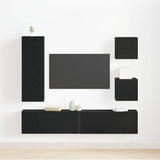 TV Cabinet Set Wall-mounted 6 pcs Black oak 160 x 30 x 30.5 cm 3393430