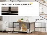 100cm Furniture Style Dog Crate Dog Cage End Table Indoor with 3 Doors Soft Washable Cushion, for T3398P376383