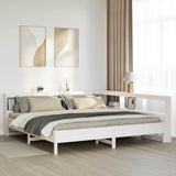 Bookcase Bed without Mattress White 200x200 cm Solid Wood Pine 3324410