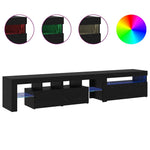 TV Cabinets 2 pcs with LED Lights Black Oak Engineered Wood 3332503
