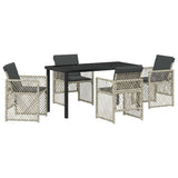Garden Dining Set 5 pcs Light Grey Poly Rattan 3380638