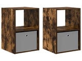 Bedside Table with Drawer 2 pcs Smoked Oak 35 x 32 x 68.5 cm 8000637