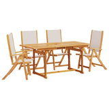 ZNTS 5 Piece Garden Dining Set Solid Wood Acacia and Textilene 3279296