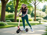 Folding Electric Scooter for Kids, with Dual Brakes, Front Suspension, LED Colourful Lights, Pink T3398P349456