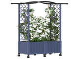Raised Bed with Trellis and Roof Grey 125 x 40 x 144 cm PP 3423015