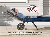 Folding Sun Lounger with Wheels, 5-Position Adjustable Garden Chaise Lounge Sunbed with Armrests, T3398P328512