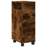 Narrow Bathroom Cabinet with Wheels Smoked Oak Engineered Wood 855236