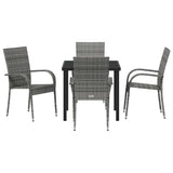 Garden Dining Set 5 pcs Grey Powder-Coated Steel 3379409