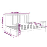 Bed Frame without Mattress Grey 200x200 cm Solid Wood Pine 3106725