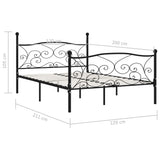 ZNTS Bed Frame without Mattress with Slatted Base Black Metal 120x200 cm 284456