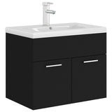Sink Cabinet with Built-in Basin Black Engineered Wood 3071271