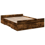Bed Frame with Drawers without Mattress Smoked Oak 135x190 cm Double 3280318