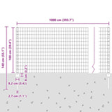 Fence with Posts Green 1 x 10 m Steel 3335975