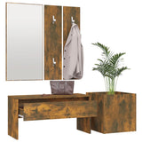 Hallway Furniture Set Smoked Oak Engineered Wood 3120197
