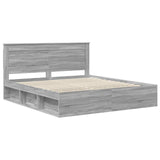 Bed Frame Grey Sonoma 200 x 200 cm Solid Pine Wood 3410053