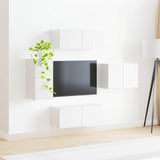 TV Wall Cabinet Set 4 pcs High Gloss White Engineered Wood 3408938