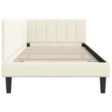 Corner Bed Frame with Headboard Cream 100 cm x 200 cm Velvet 42016365