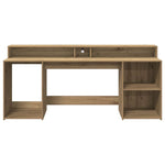Desk with LED Lights Artisian Oak 200x55x91 cm Engineered Wood 3309446
