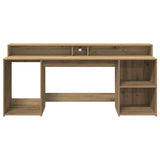 Desk with LED Lights Artisian Oak 200x55x91 cm Engineered Wood 3309446