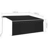Manual Retractable Awning with Blind 3.5x2.5m Anthracite 3069399