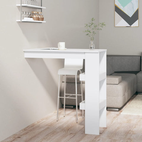 ZNTS Wall Bar Table High Gloss White 102x45x103.5 cm Engineered Wood 811787