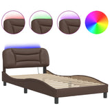 Bed Frame with LED without Mattress "Hvar" Brown 100x200 cm 3213915