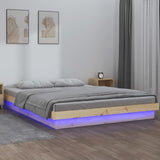 LED Bed Frame without Mattress 200x200 cm Solid Wood 819992