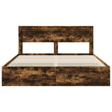 Bed Frame with Drawer Smoked Oak 180 x 200 cm Engineer Wood 3409831