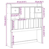 Headboard with Storage 75 cm Solid Wood Pine 855526