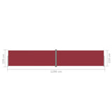 Retractable Side Awning Red 220x1200 cm 318089