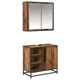 Bathroom Furniture Set with Door 2 pcs Old Wood Engineered Wood 3402402