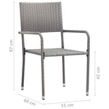 Dining Set Grey Solid acacia wood, steel, PE rattan Small 3072488
