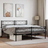 Metal Bed Frame without Mattress with Footboard Black 120x200cm 372293