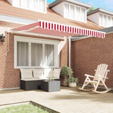 Retractable Awning Manual Red and white 350 x 250 cm Fabric 3330267