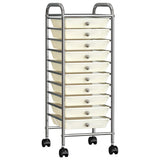 10-Drawer Mobile Storage Trolley White Plastic 320403