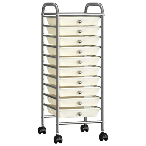 10-Drawer Mobile Storage Trolley White Plastic 320403