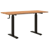Desk Black and Light Brown 140 x 60 cm Solid Oak Wood 3426554
