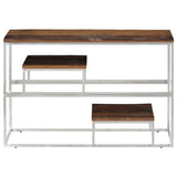 Console Table Silver Stainless Steel and Solid Sleeper Wood 350005