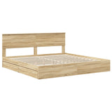 Storage Bed with Drawer Sonoma Oak 200 x 200 cm Engineered Wood 3410765