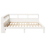 Bookcase Bed without Mattress White 200x200 cm Solid Wood Pine 3324371