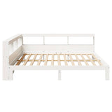 ZNTS Bookcase Bed without Mattress White 200x200 cm Solid Wood Pine 3324371