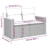Garden Sofa with Cushions 2-Seater Black Poly Rattan 366035