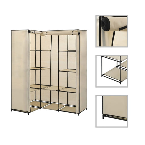 Corner Wardrobe Cream 130x87x169 cm 282451