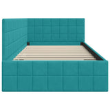 Corner Bed Frame with Headboard Turquoise 90 x 200 cm Velvet 42016396
